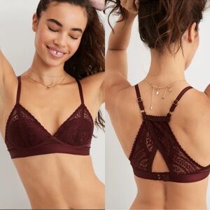 plunge racer back Bralette in Burgundy